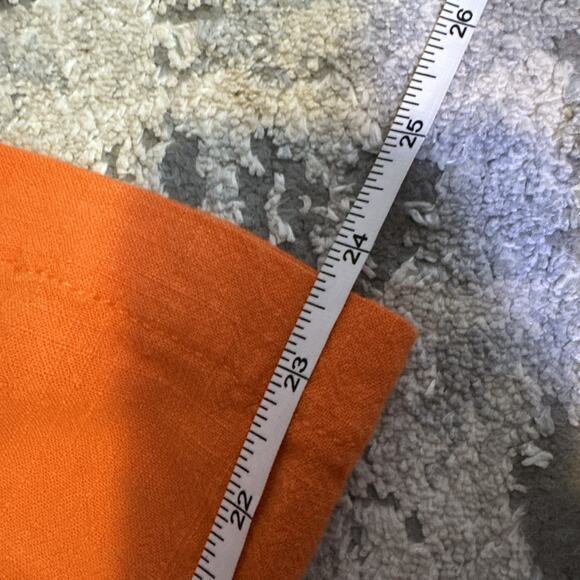 Soft Surroundings Capri Pants Womens Size Medium Orange Linen Cropped Cargo - Picture 7 of 8
